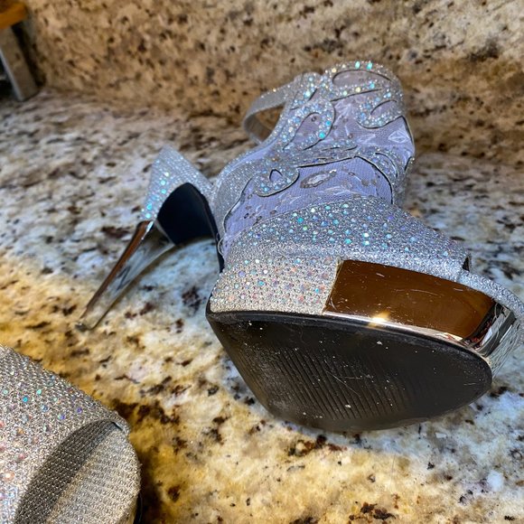 Rhinestone Sequin BLINGED Out Heels Wedding, Party, Prom, New Year! Size 10 - Picture 11 of 12